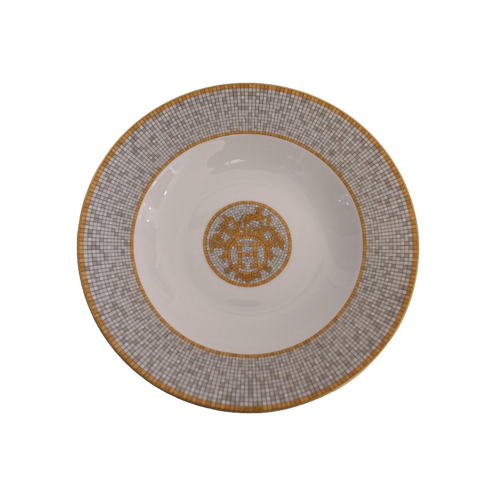 Hermes Mosaique AU 24 Soup Plate Gold Set of 2